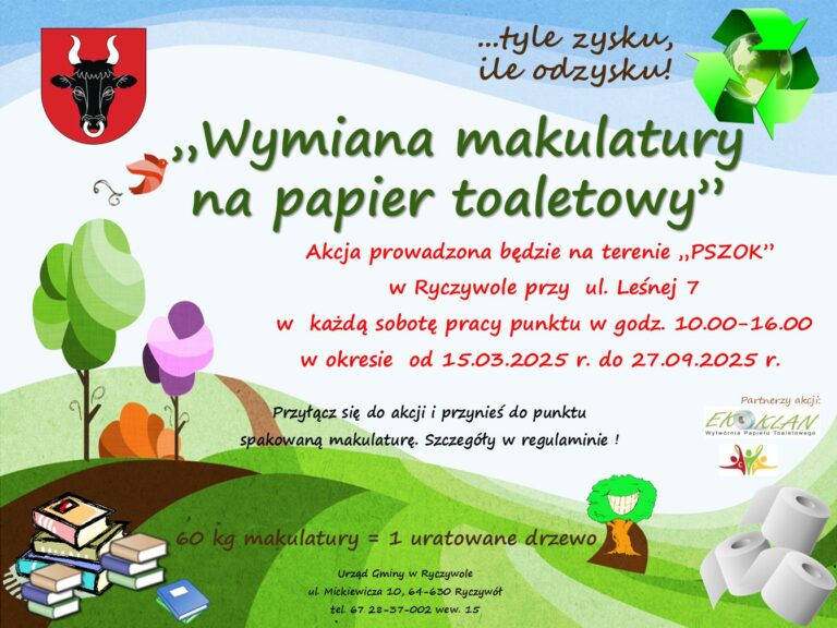 Tyle zysku, ile odzysku – Ryczywół zachęca do wymiany makulatury na papier toaletowy